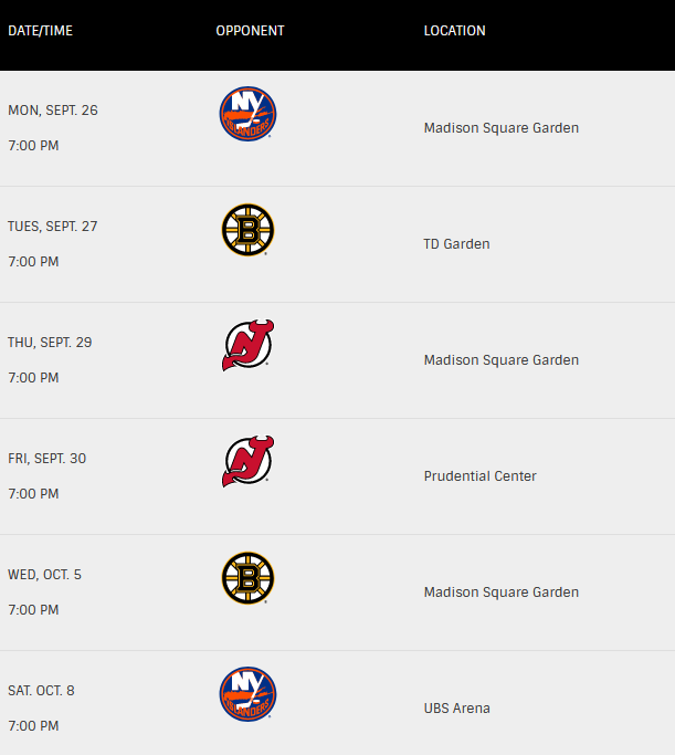 New York Rangers 2023 Preseason Schedule: Dates, time, venue & more